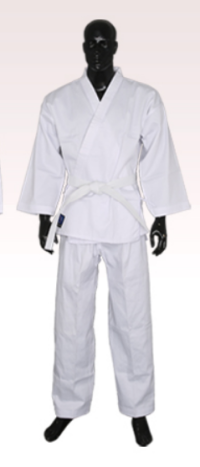 Order professional standard competition karate suit Manufacture child adult karate suit with belt karate suit garment factory 35% cotton 65% polyester karate price  SKF009 front view